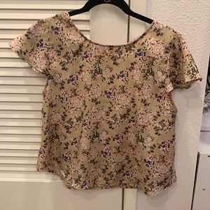 Floral Blouse with Open Tie Back